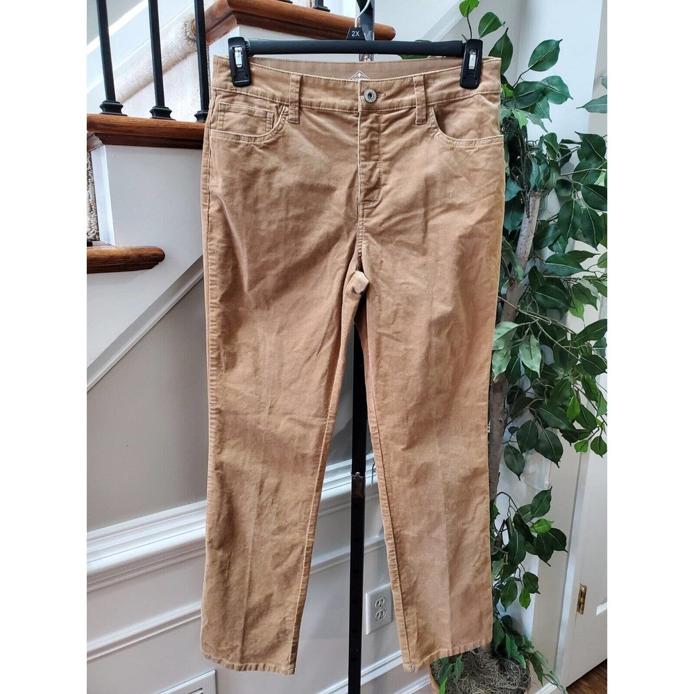 St John's Bay Women's Brown Cotton Zipper Mid Rise‎ Straight Leg Pant Size 12